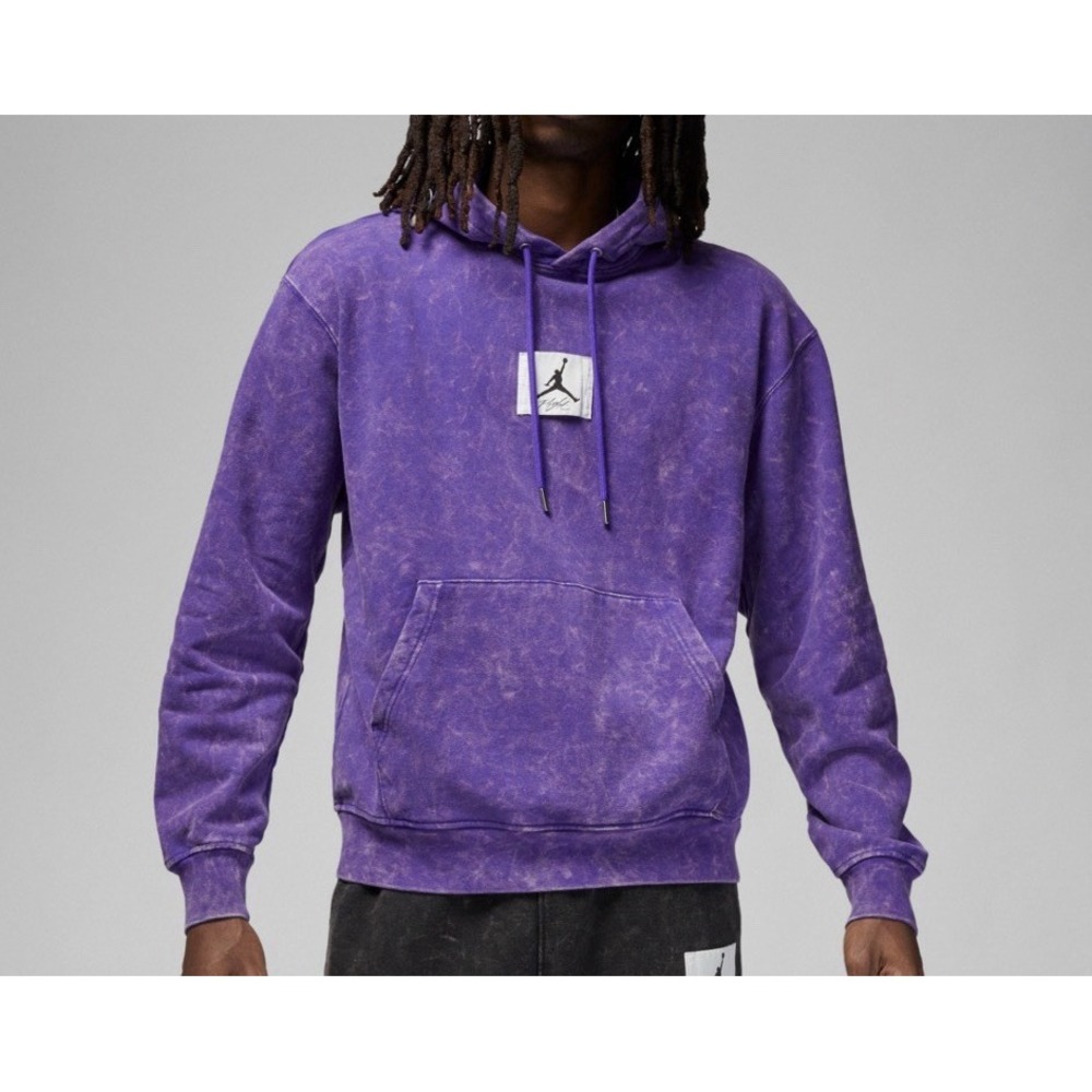 Nike Air Jordan Flight Essential Washed Fleece Hoodie Sz M Concord Purple DR3087